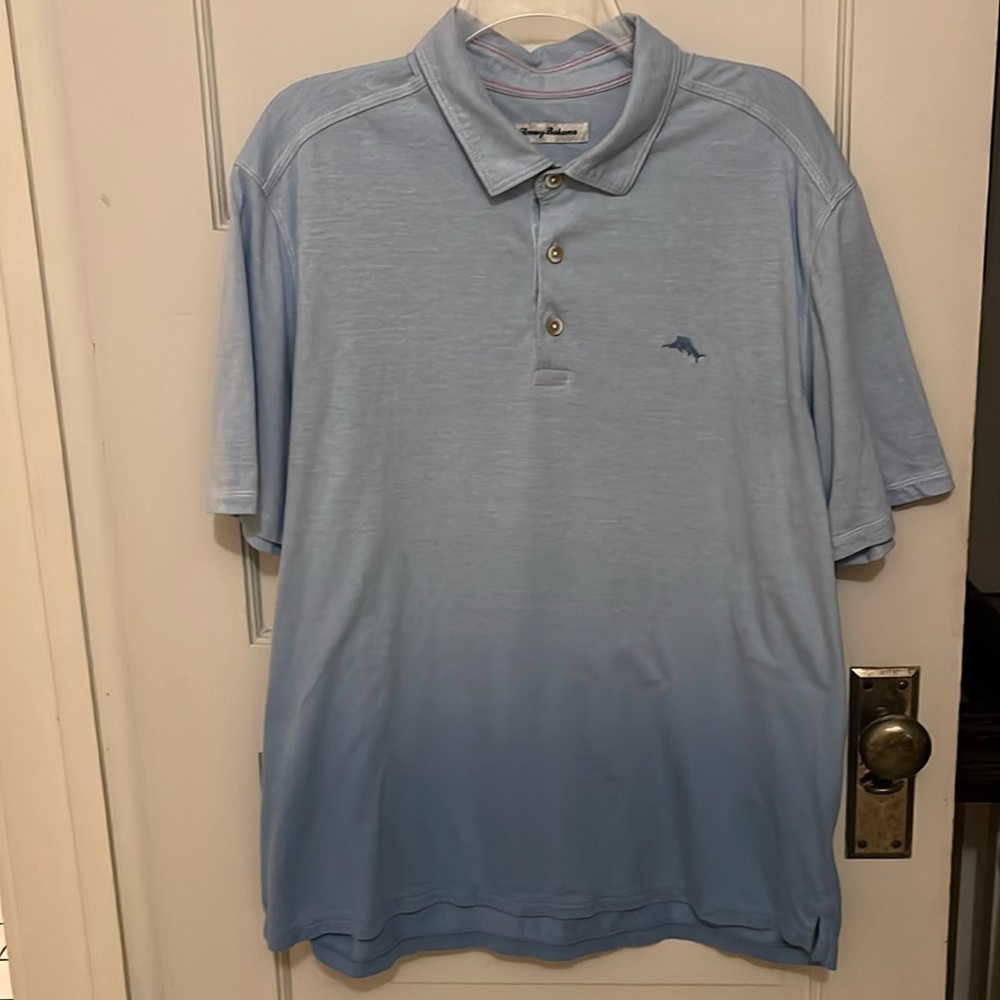 Tommy Bahama polo shirt, light blue color, size XL